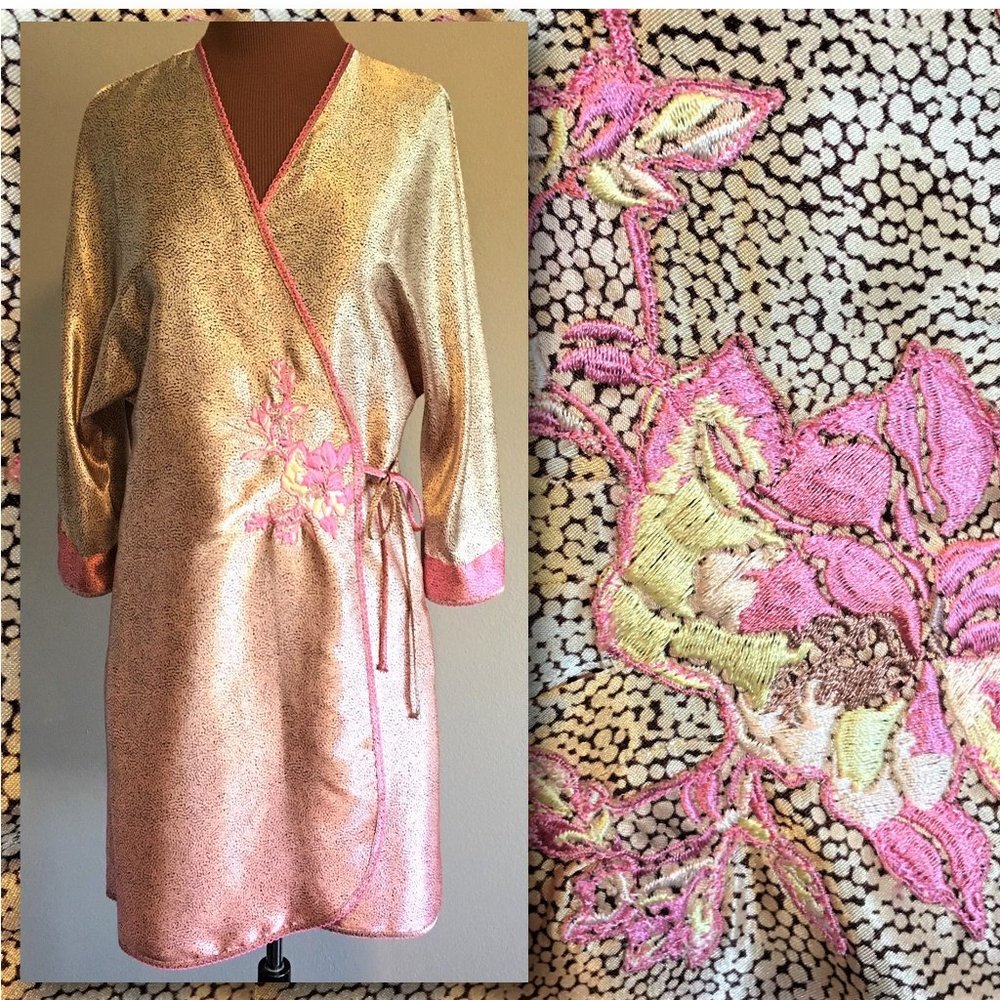 SENSARA Silky Embroidered Detail Robe  | Small